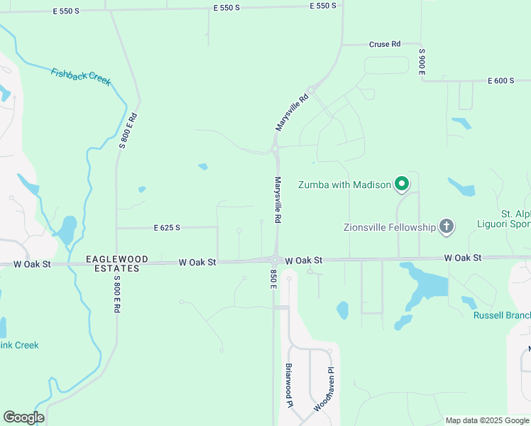 map of restaurants, bars, coffee shops, grocery stores, and more near 605 Sycamore Court in Zionsville