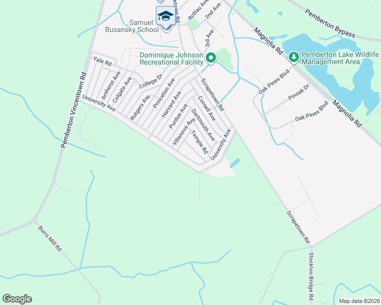 map of restaurants, bars, coffee shops, grocery stores, and more near 447 Temple Road in Pemberton