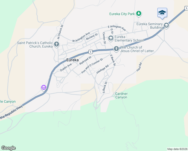 map of restaurants, bars, coffee shops, grocery stores, and more near 151 Haulage Road in Eureka
