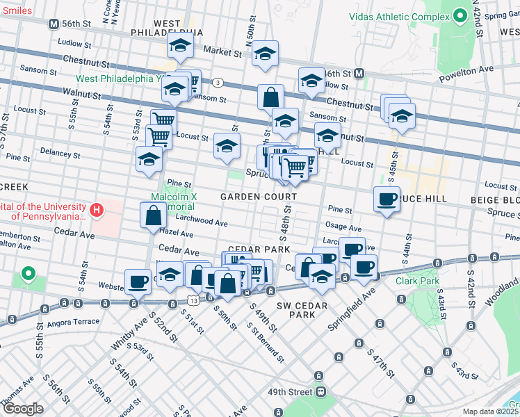 map of restaurants, bars, coffee shops, grocery stores, and more near in Philadelphia