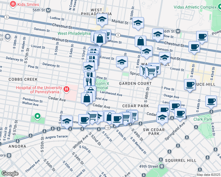 map of restaurants, bars, coffee shops, grocery stores, and more near 5036 Osage Avenue in Philadelphia