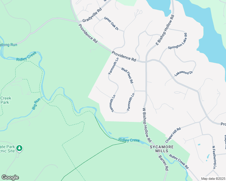 map of restaurants, bars, coffee shops, grocery stores, and more near 115 Yarmouth Lane in Media
