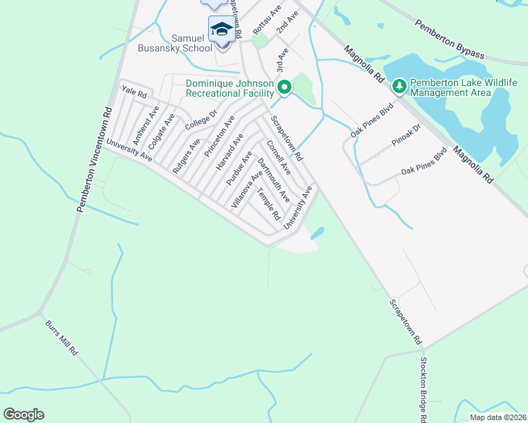 map of restaurants, bars, coffee shops, grocery stores, and more near 447 Temple Road in Pemberton