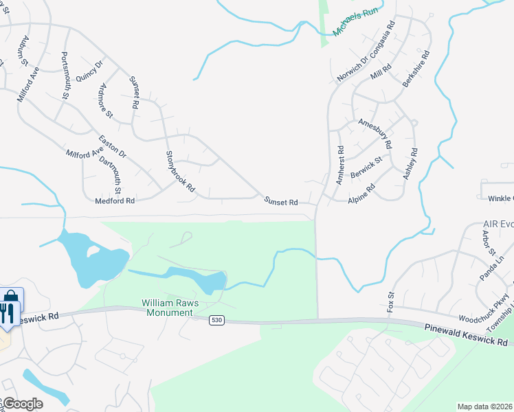 map of restaurants, bars, coffee shops, grocery stores, and more near 50C Stonybrook Road in Manchester Township
