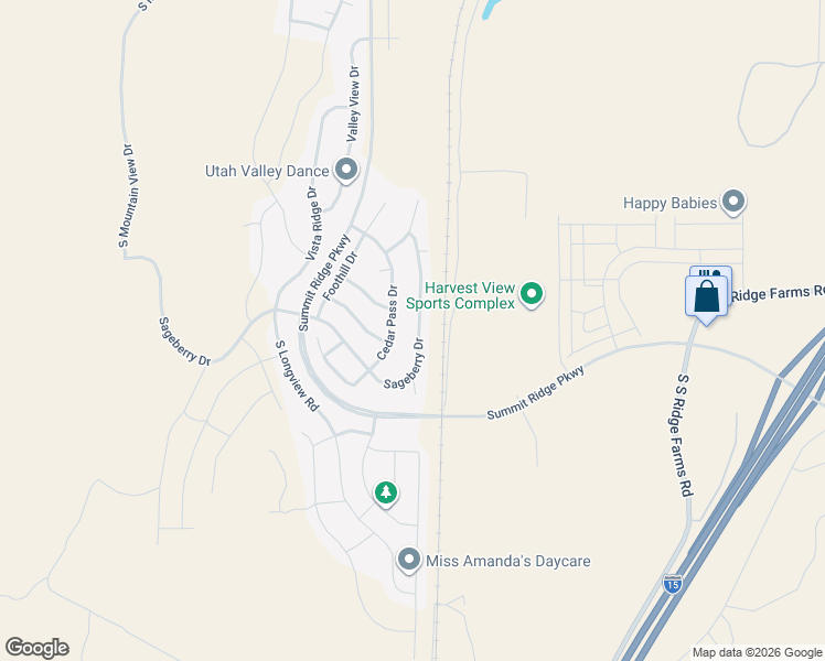 map of restaurants, bars, coffee shops, grocery stores, and more near 1326 Sageberry Drive in Santaquin