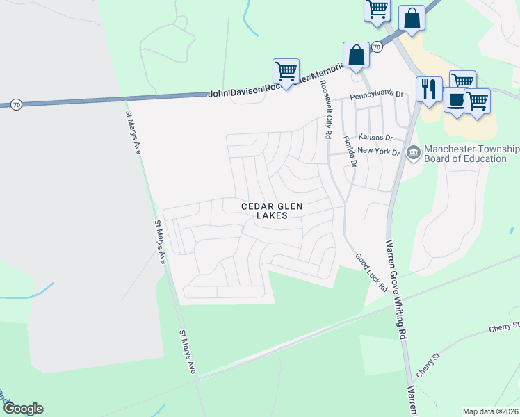 map of restaurants, bars, coffee shops, grocery stores, and more near in Manchester Township