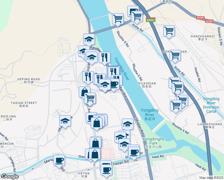 map of restaurants, bars, coffee shops, grocery stores, and more near in 