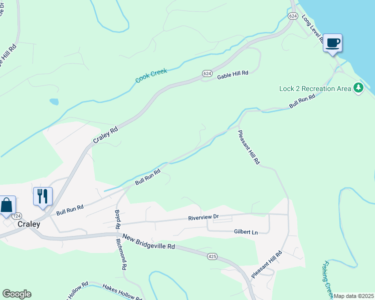 map of restaurants, bars, coffee shops, grocery stores, and more near 555 Bull Run Road in Wrightsville
