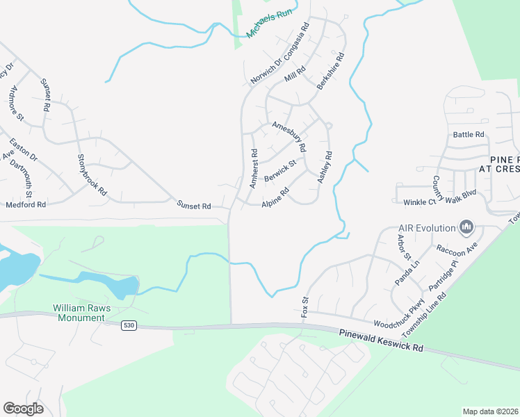 map of restaurants, bars, coffee shops, grocery stores, and more near 18B Alpine Road in Manchester Township