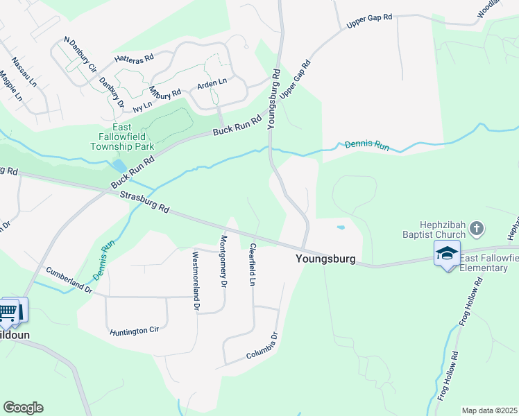 map of restaurants, bars, coffee shops, grocery stores, and more near 2387 Strasburg Road in Coatesville
