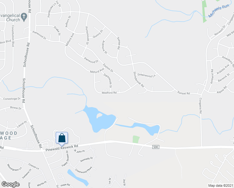 map of restaurants, bars, coffee shops, grocery stores, and more near 31A Medford Road in Manchester Township