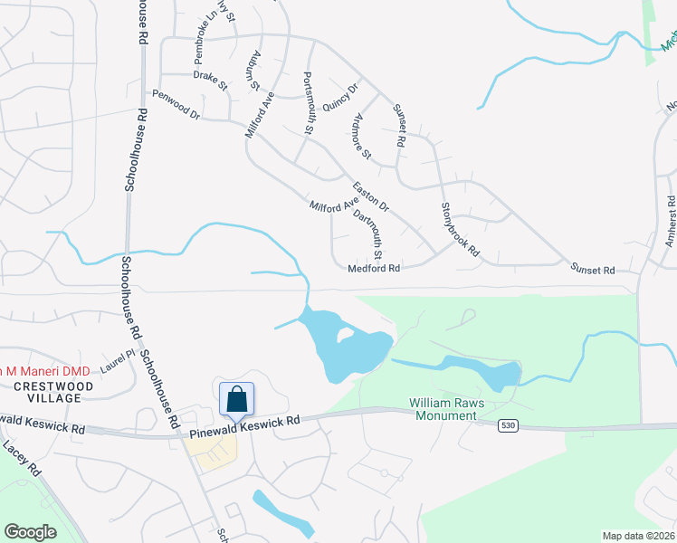 map of restaurants, bars, coffee shops, grocery stores, and more near 17A Medford Road in Manchester Township