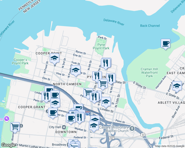 map of restaurants, bars, coffee shops, grocery stores, and more near in Camden
