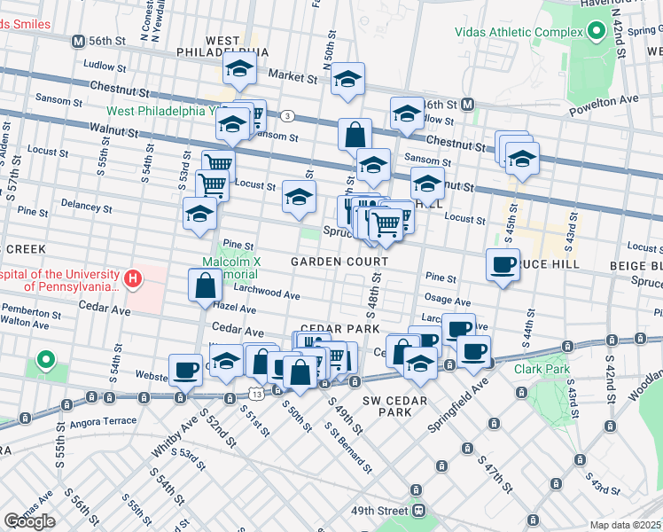 map of restaurants, bars, coffee shops, grocery stores, and more near in Philadelphia