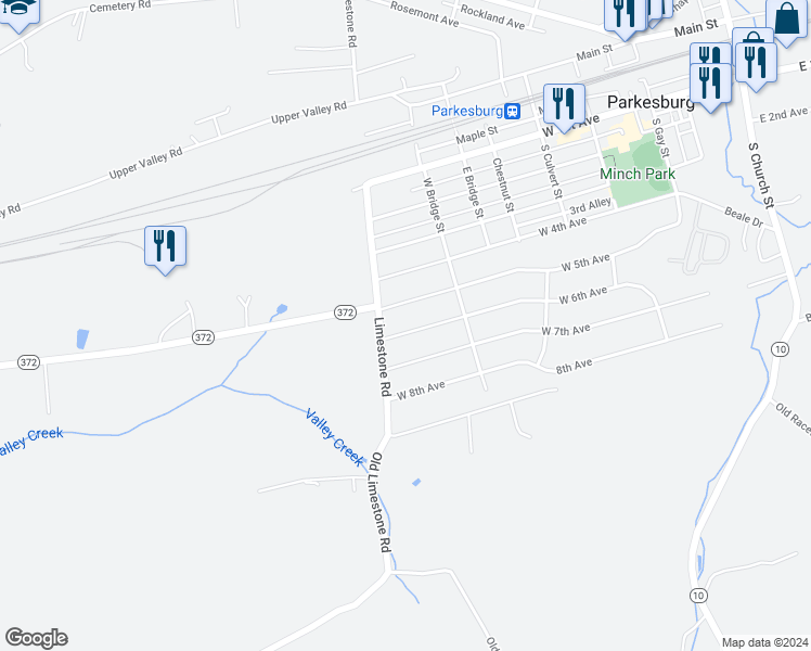 map of restaurants, bars, coffee shops, grocery stores, and more near 809 West 6th Avenue in Parkesburg