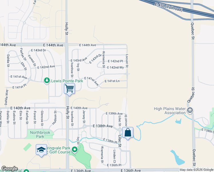 map of restaurants, bars, coffee shops, grocery stores, and more near 6221 East 141st Avenue in Thornton