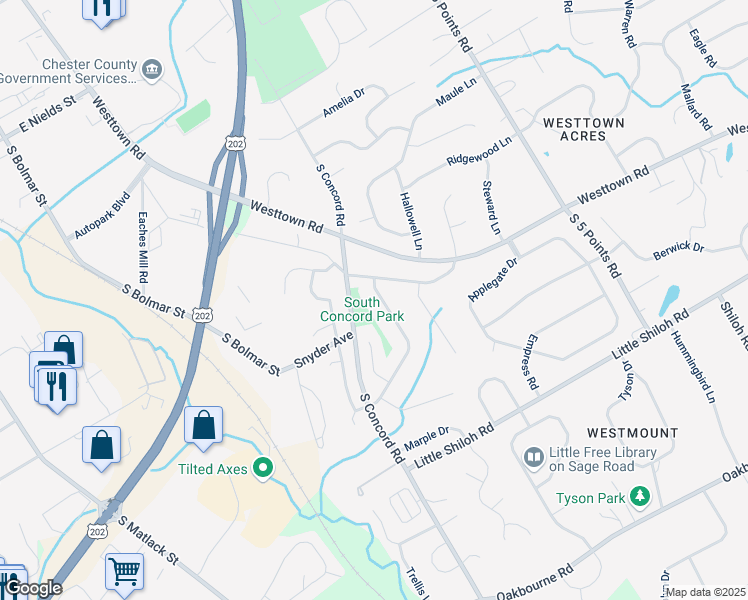 map of restaurants, bars, coffee shops, grocery stores, and more near 806 Halvorsen Drive in West Chester