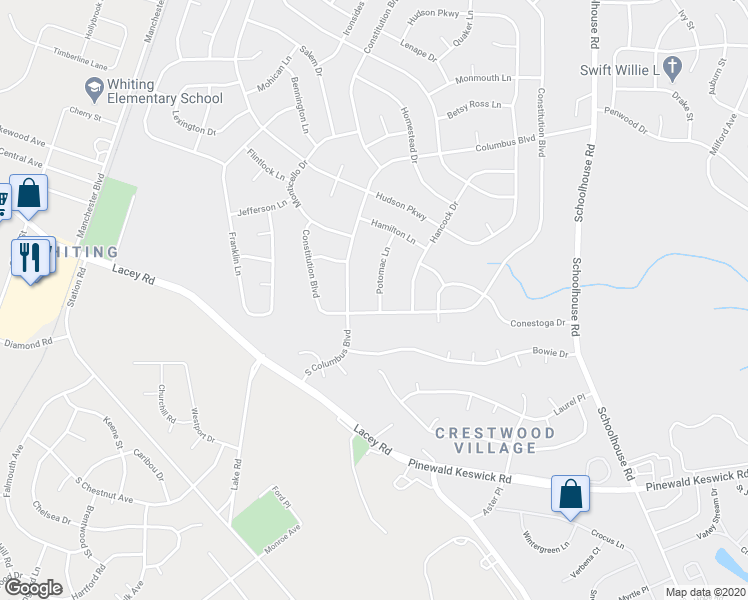 map of restaurants, bars, coffee shops, grocery stores, and more near 4c Potomac Lane in Manchester Township