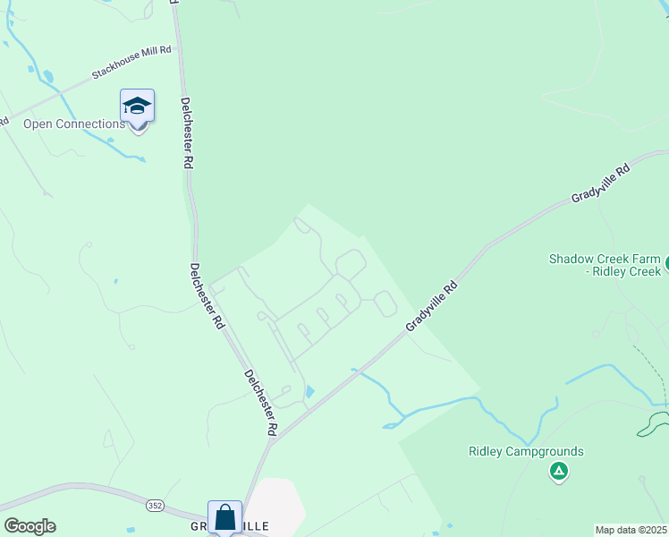 map of restaurants, bars, coffee shops, grocery stores, and more near 535 Gradyville Road in Newtown Square