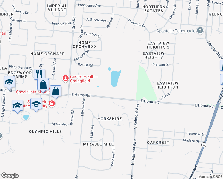 map of restaurants, bars, coffee shops, grocery stores, and more near in Springfield
