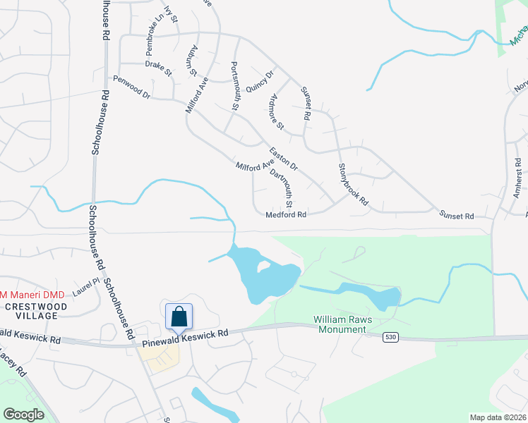 map of restaurants, bars, coffee shops, grocery stores, and more near 17A Medford Road in Manchester Township