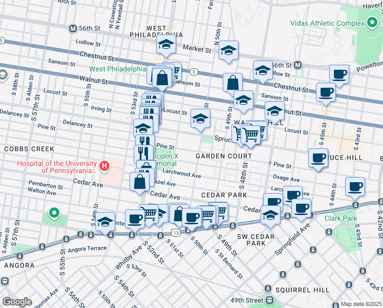 map of restaurants, bars, coffee shops, grocery stores, and more near 5029 Osage Avenue in Philadelphia