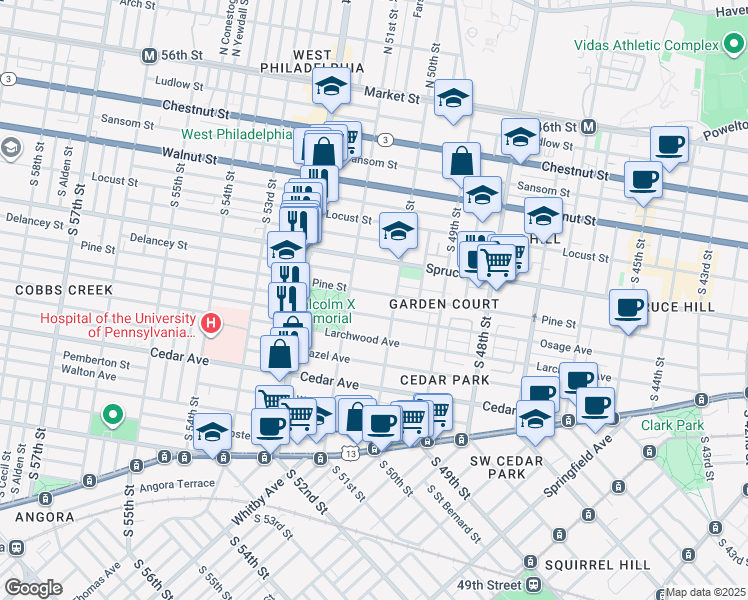 map of restaurants, bars, coffee shops, grocery stores, and more near 5029 Osage Avenue in Philadelphia