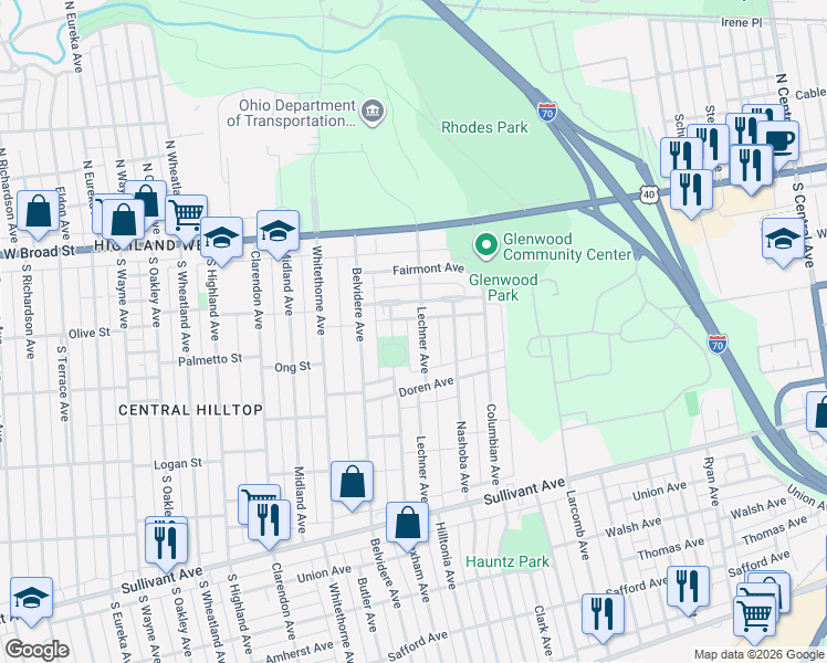 map of restaurants, bars, coffee shops, grocery stores, and more near 146 Wrexham Avenue in Columbus