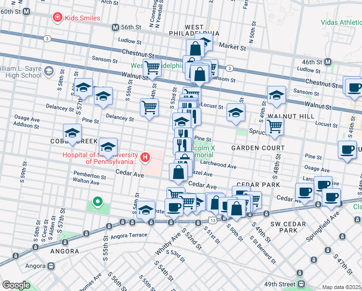 map of restaurants, bars, coffee shops, grocery stores, and more near 5216 Osage Avenue in Philadelphia