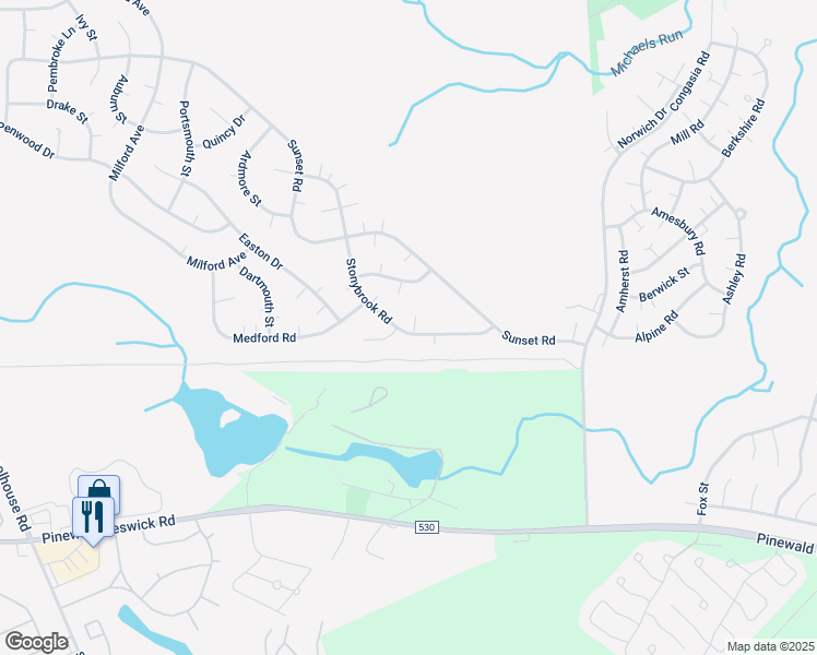 map of restaurants, bars, coffee shops, grocery stores, and more near 42D Stonybrook Road in Manchester Township