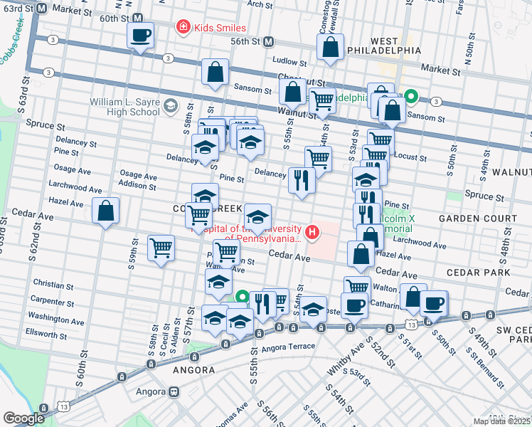 map of restaurants, bars, coffee shops, grocery stores, and more near in Philadelphia