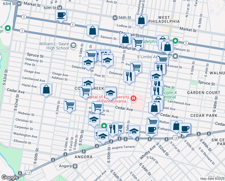 map of restaurants, bars, coffee shops, grocery stores, and more near in Philadelphia