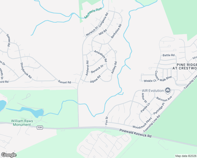 map of restaurants, bars, coffee shops, grocery stores, and more near 55 Ashley Road in Manchester Township