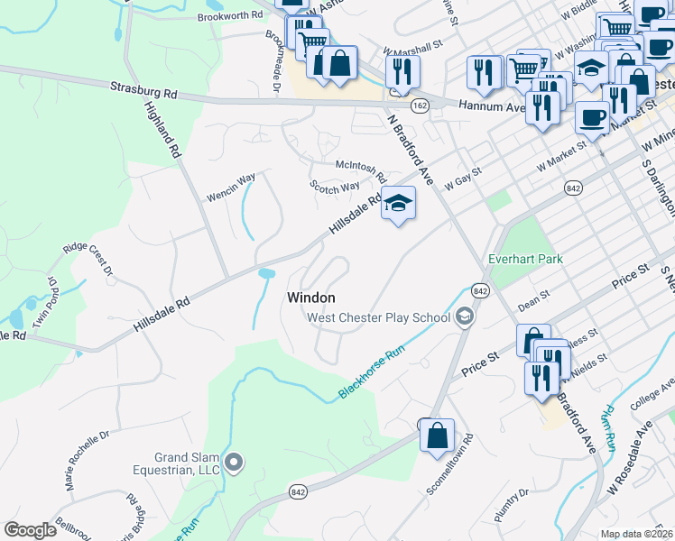map of restaurants, bars, coffee shops, grocery stores, and more near 228 Yorkminster Road in West Chester