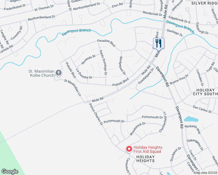 map of restaurants, bars, coffee shops, grocery stores, and more near 126 Pulaski Boulevard in Toms River