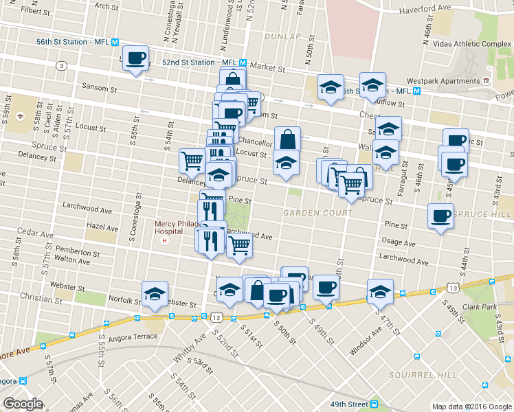 map of restaurants, bars, coffee shops, grocery stores, and more near 5029 Osage Avenue in Philadelphia