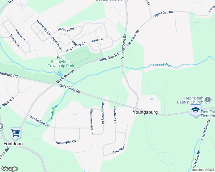 map of restaurants, bars, coffee shops, grocery stores, and more near 2399 Strasburg Road in Coatesville