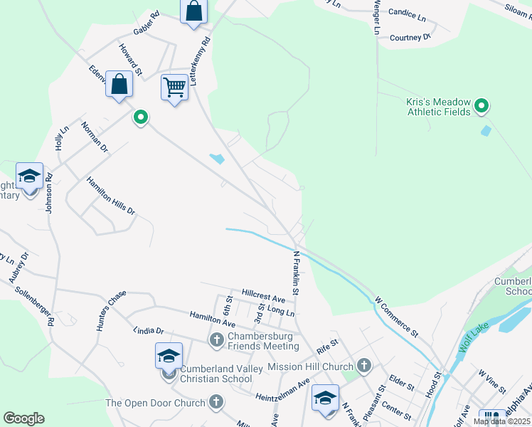 map of restaurants, bars, coffee shops, grocery stores, and more near 1511 North Franklin Street in Franklin County