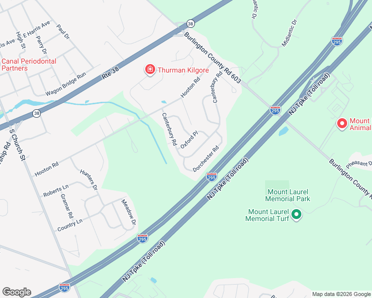 map of restaurants, bars, coffee shops, grocery stores, and more near 168 Canterbury Road in Mount Laurel Township