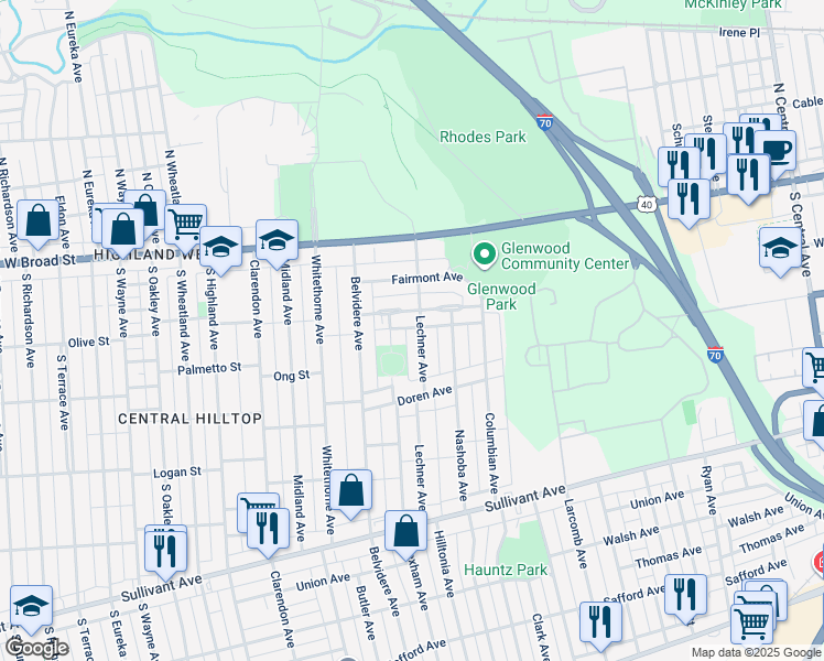 map of restaurants, bars, coffee shops, grocery stores, and more near 146 Wrexham Avenue in Columbus