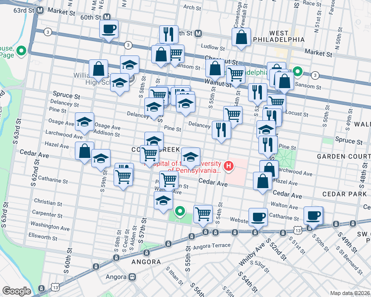 map of restaurants, bars, coffee shops, grocery stores, and more near in Philadelphia