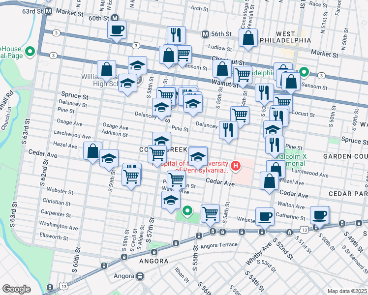 map of restaurants, bars, coffee shops, grocery stores, and more near in Philadelphia