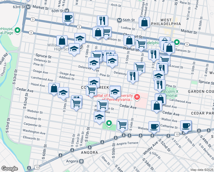 map of restaurants, bars, coffee shops, grocery stores, and more near in Philadelphia