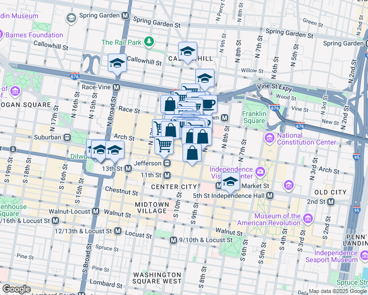 map of restaurants, bars, coffee shops, grocery stores, and more near in Philadelphia