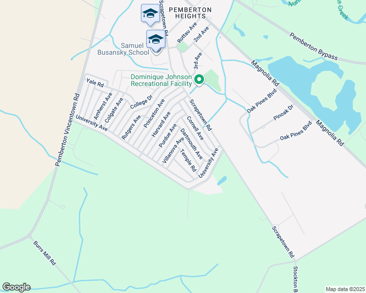 map of restaurants, bars, coffee shops, grocery stores, and more near 438 Temple Road in Pemberton