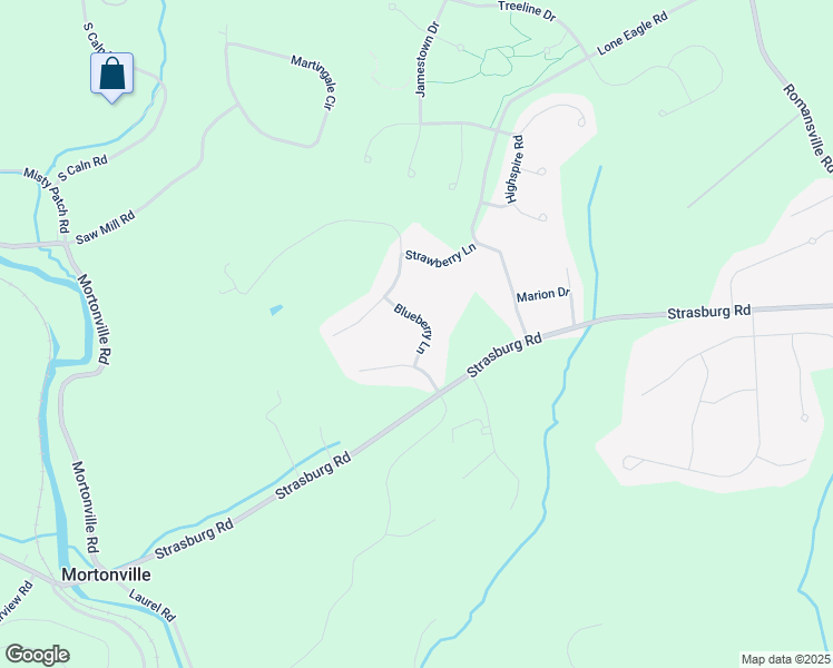 map of restaurants, bars, coffee shops, grocery stores, and more near 1106 Blueberry Lane in Coatesville
