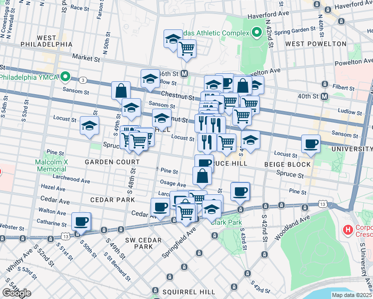 map of restaurants, bars, coffee shops, grocery stores, and more near in Philadelphia