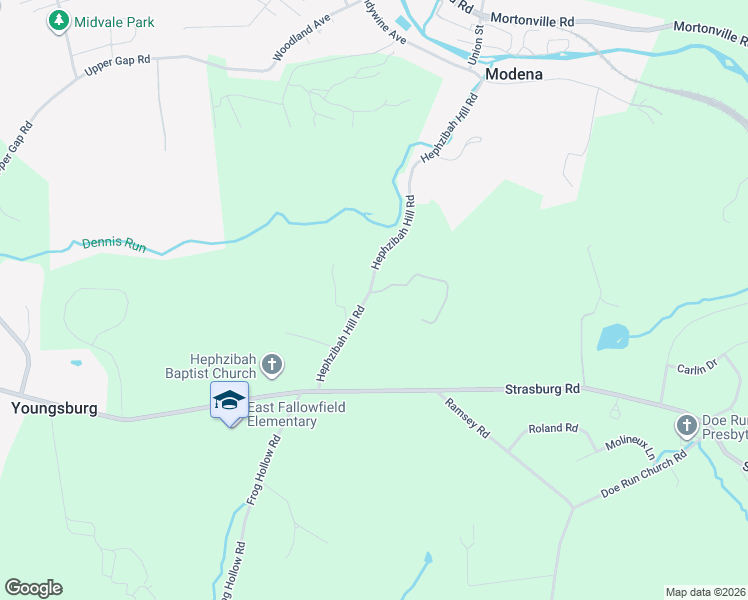 map of restaurants, bars, coffee shops, grocery stores, and more near 395 Hephzibah Hill Rd in Coatesville