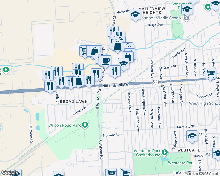 map of restaurants, bars, coffee shops, grocery stores, and more near in Franklin County