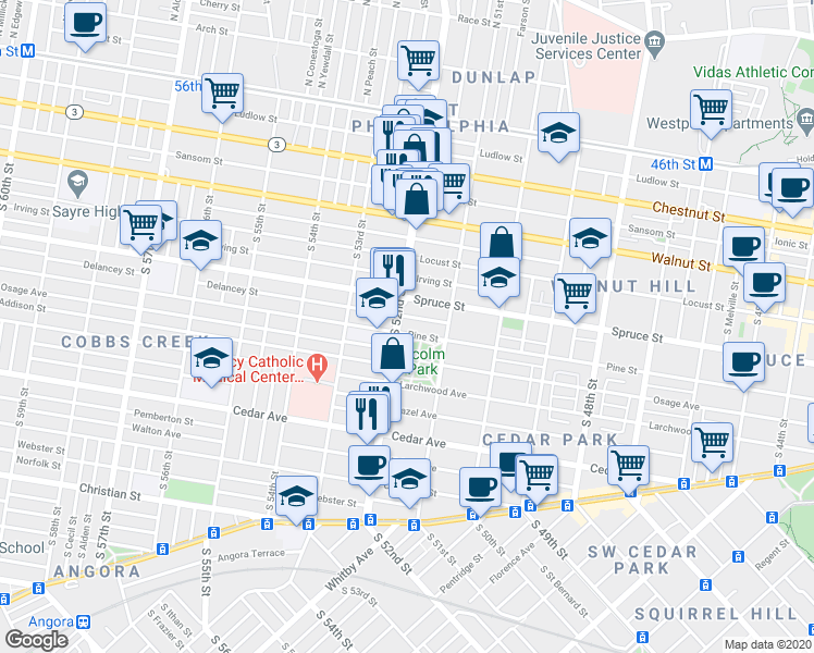 map of restaurants, bars, coffee shops, grocery stores, and more near in Philadelphia